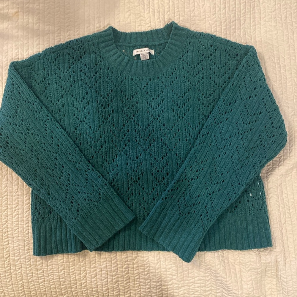 American Eagle chenille cropped sweater, XS, dark green